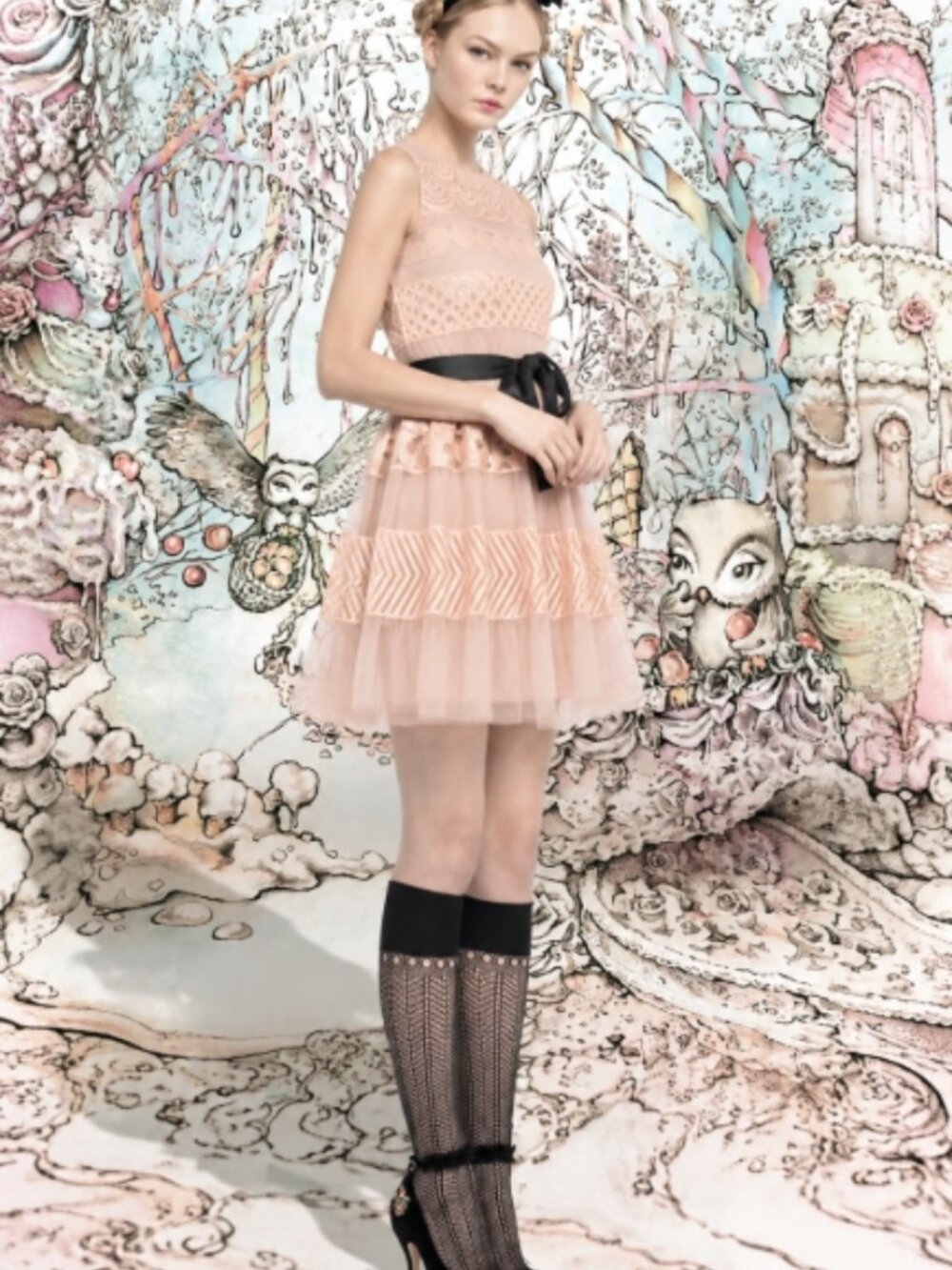 Red Valentino Sequined Orange/Pink Mini Dress with Petticoat XS $795
